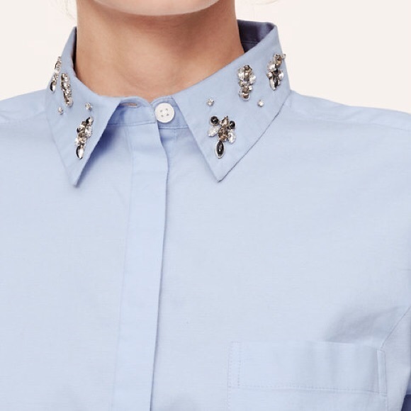 LOFT Tops - Ann Taylor LOFT Jewel Collar Softened Shirt